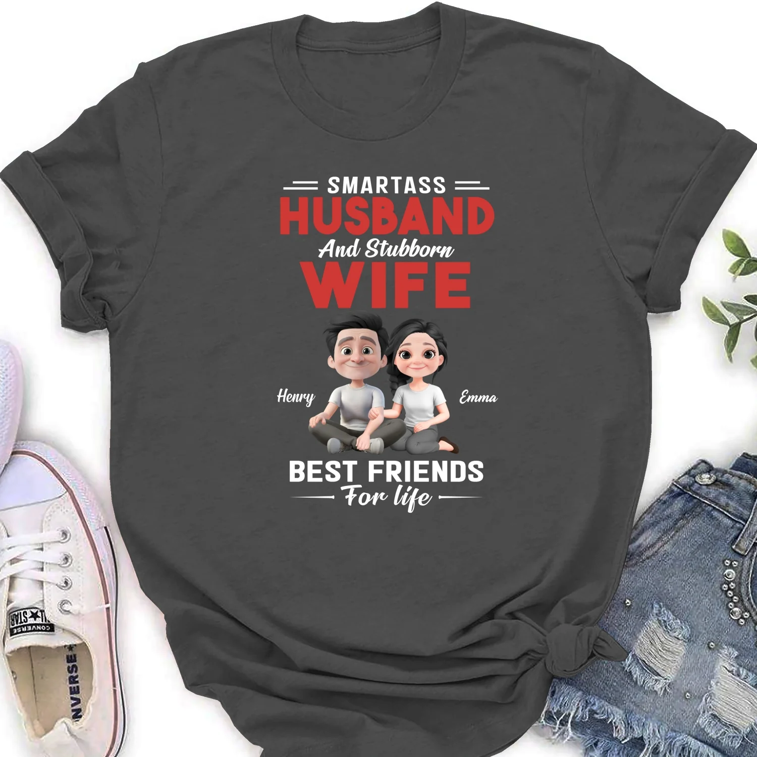 Smartass Husband And Stubborn Wife - Personalized Custom Shirt - Image 16
