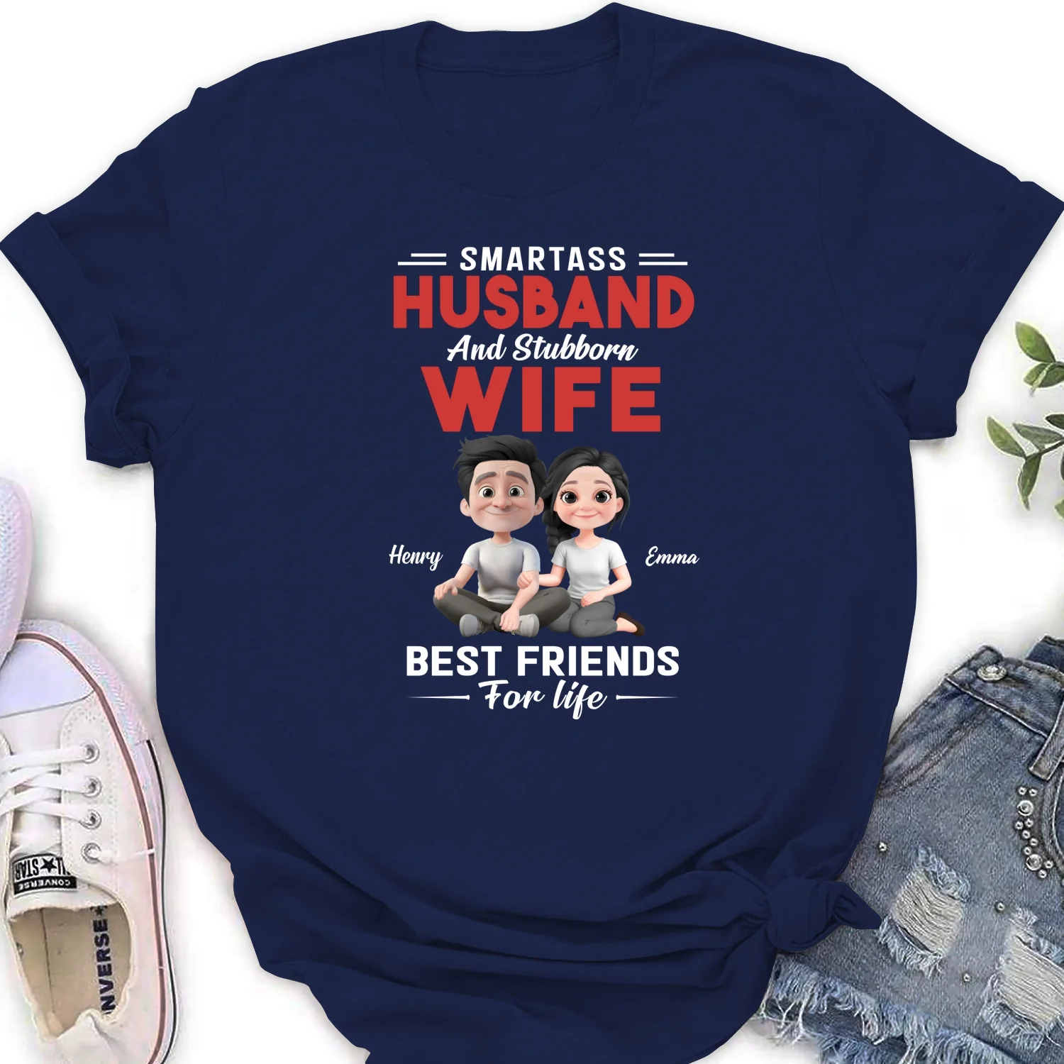Smartass Husband And Stubborn Wife - Personalized Custom Shirt - Image 17