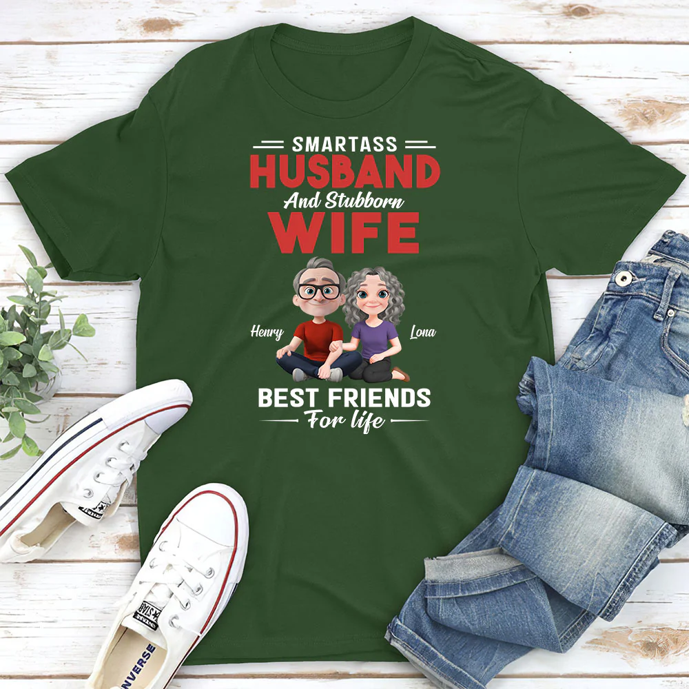 Smartass Husband And Stubborn Wife - Personalized Custom Shirt - Image 2