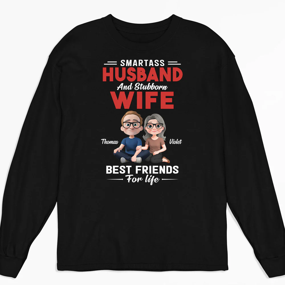 Smartass Husband And Stubborn Wife - Personalized Custom Shirt - Image 3