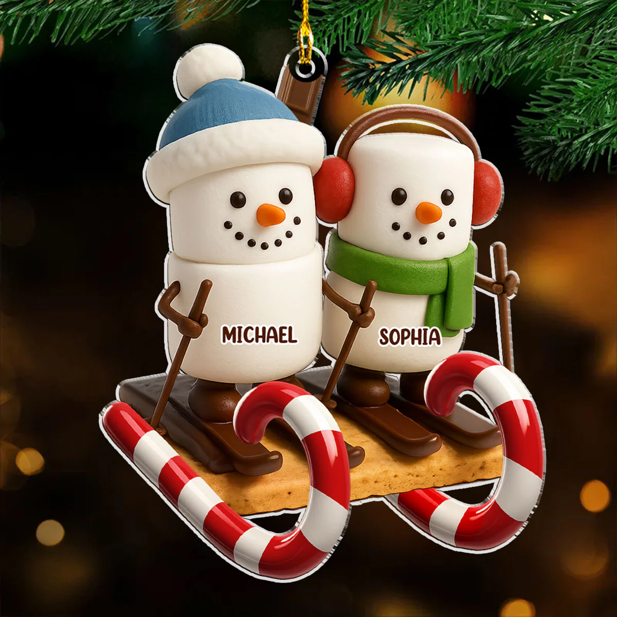 Smore Snowman Sled - Personalized Custom Acrylic Ornament - Image 4