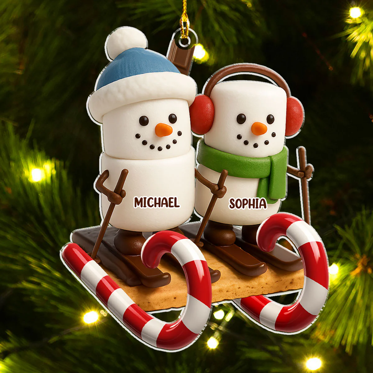 Smore Snowman Sled - Personalized Custom Acrylic Ornament - Image 5