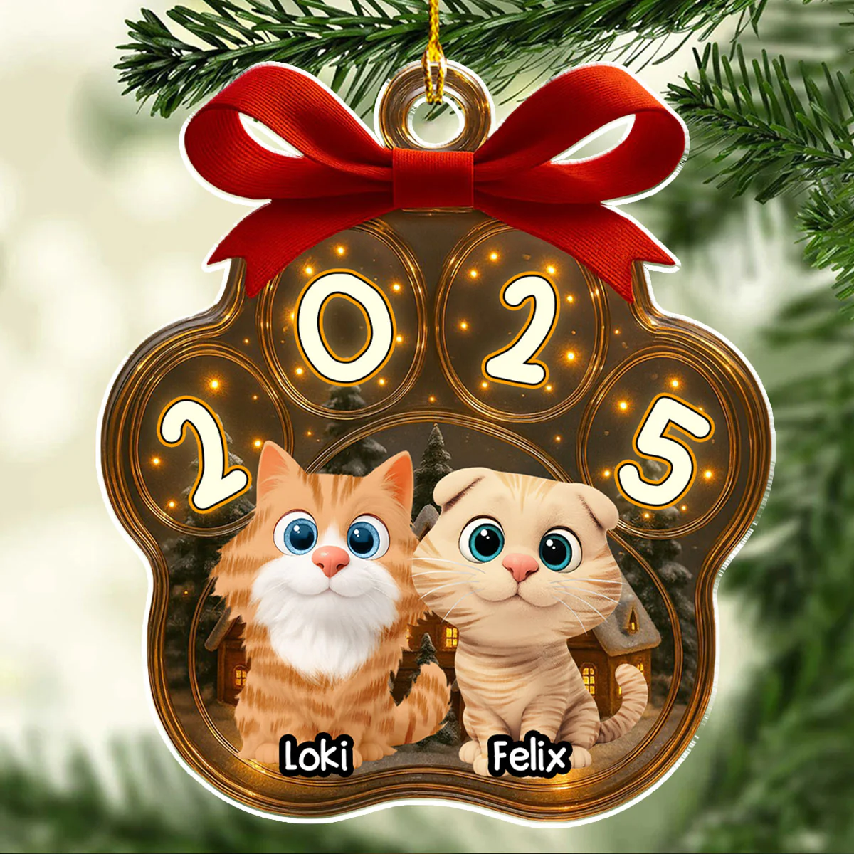 Snow All Over Here Meow Ver - Personalized Custom 3D Inflated Effect Acrylic Ornament - Image 2