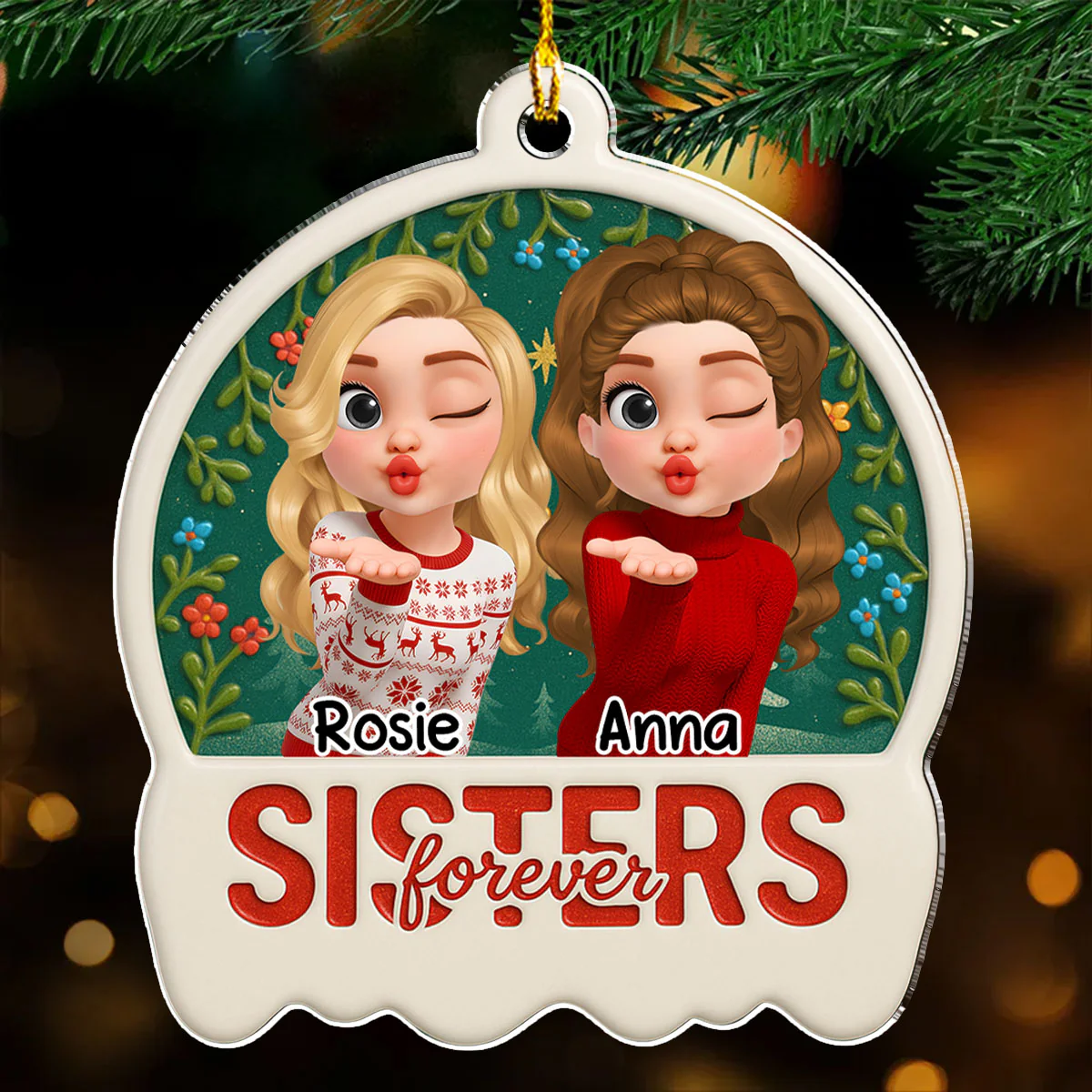 Snow Besties - Personalized Custom Acrylic Ornament - Image 2