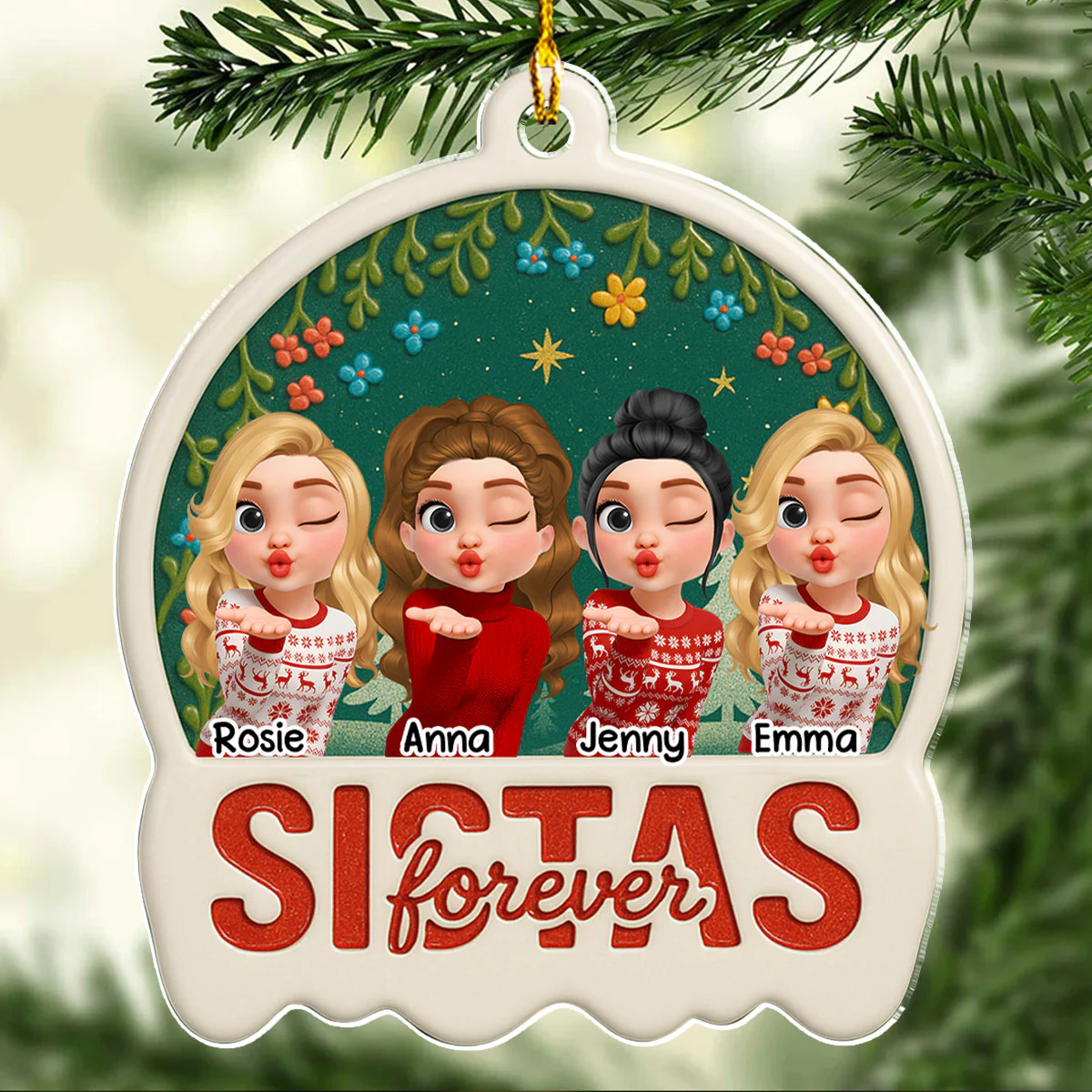 Snow Besties - Personalized Custom Acrylic Ornament - Image 3