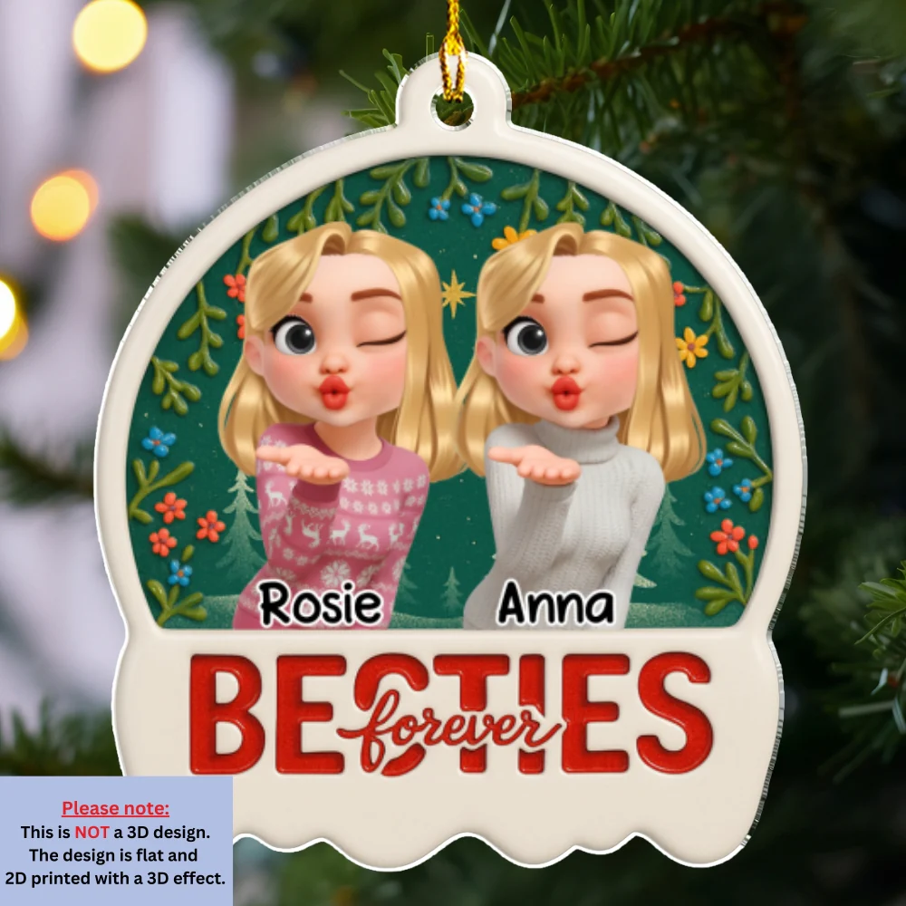 Snow Besties - Personalized Custom Acrylic Ornament - Image 6