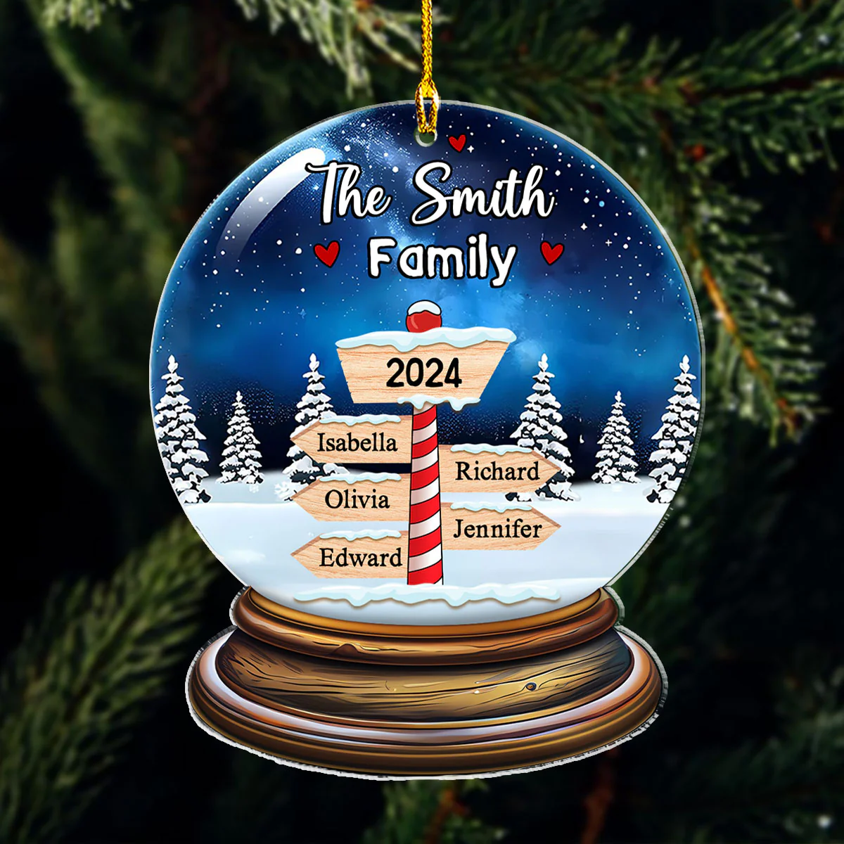 Snow Family - Personalized Custom Acrylic Ornament - Image 5