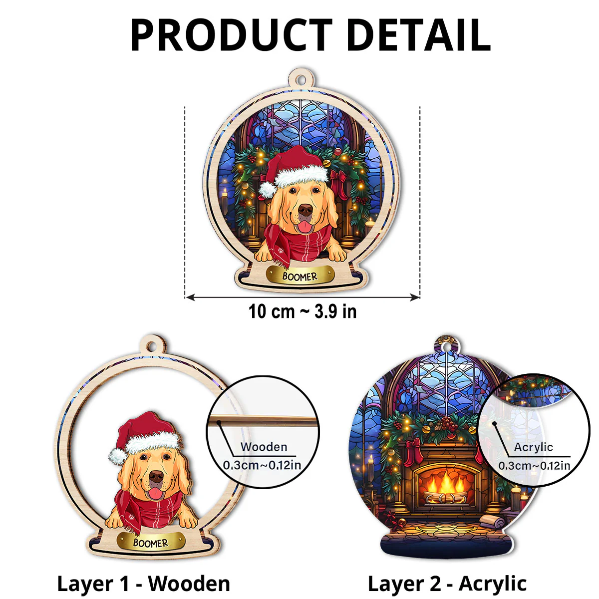 Snow Globe Dog - Personalized Custom Suncatcher Ornament - Image 3