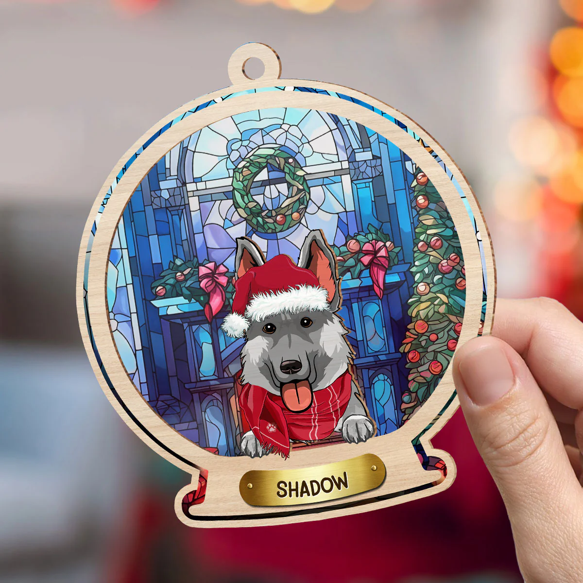 Snow Globe Dog - Personalized Custom Suncatcher Ornament - Image 5