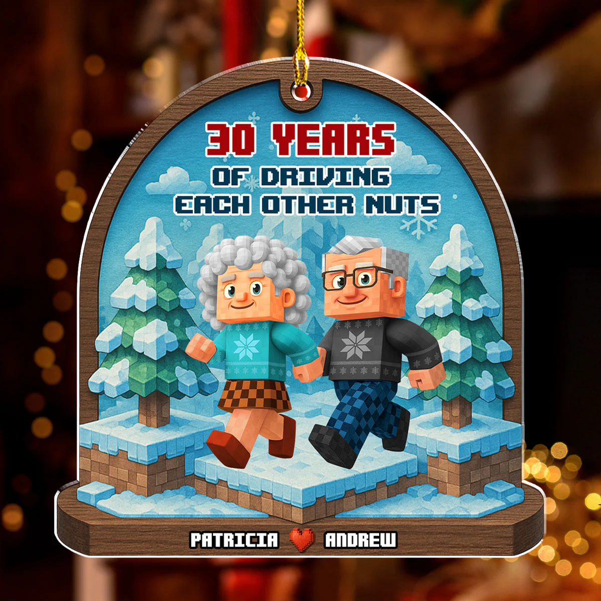 Snow Skate Together - Personalized Custom 3D Effect Acrylic Ornament - Image 2