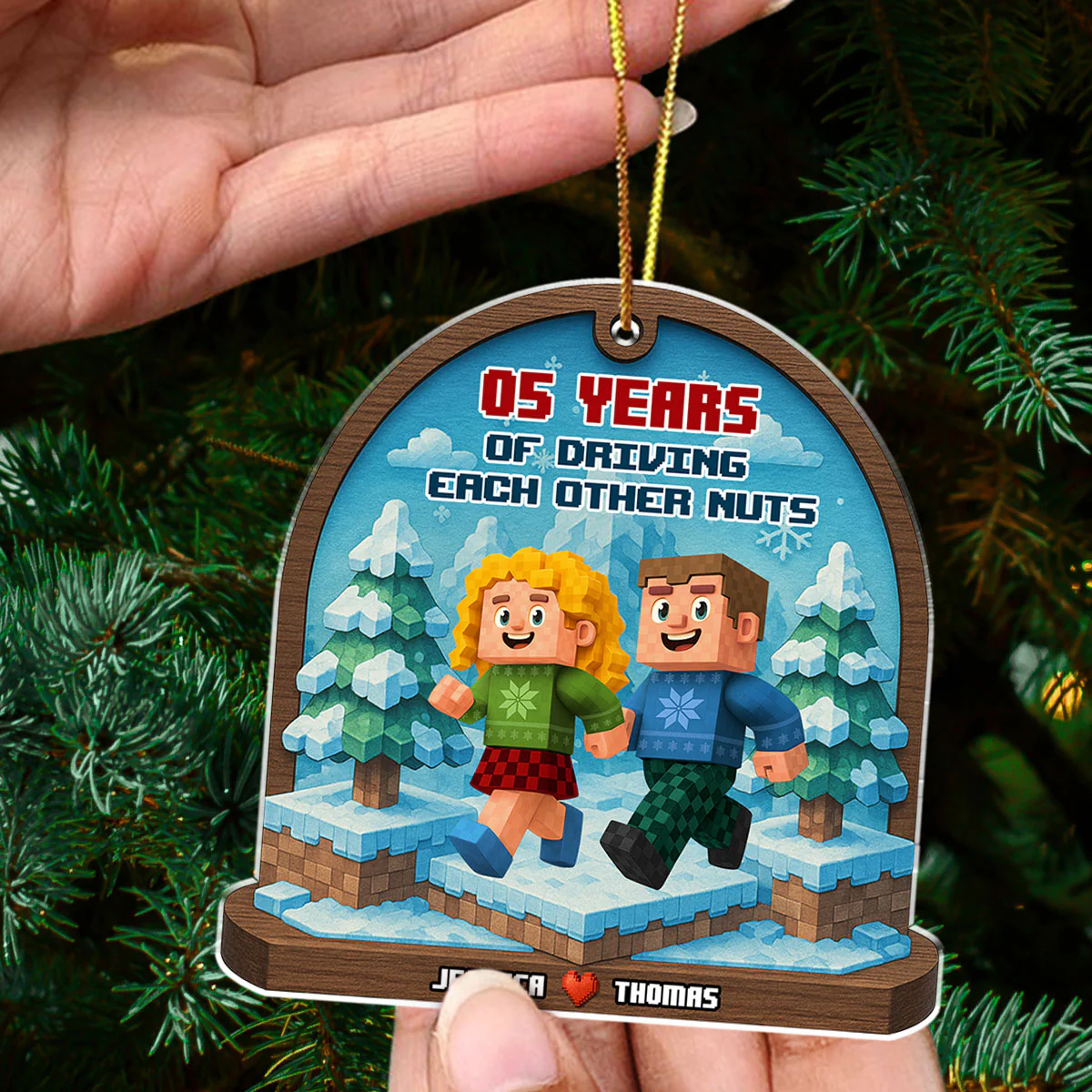 Snow Skate Together - Personalized Custom 3D Effect Acrylic Ornament - Image 4