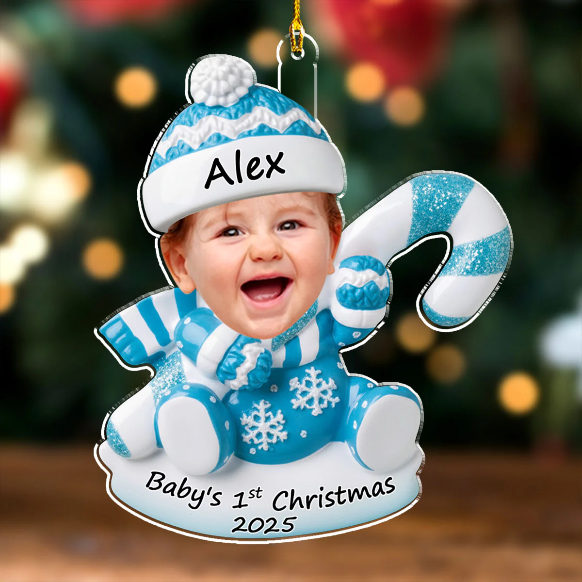 Snowbaby Christmas - Personalized Custom Acrylic Ornament - Image 2