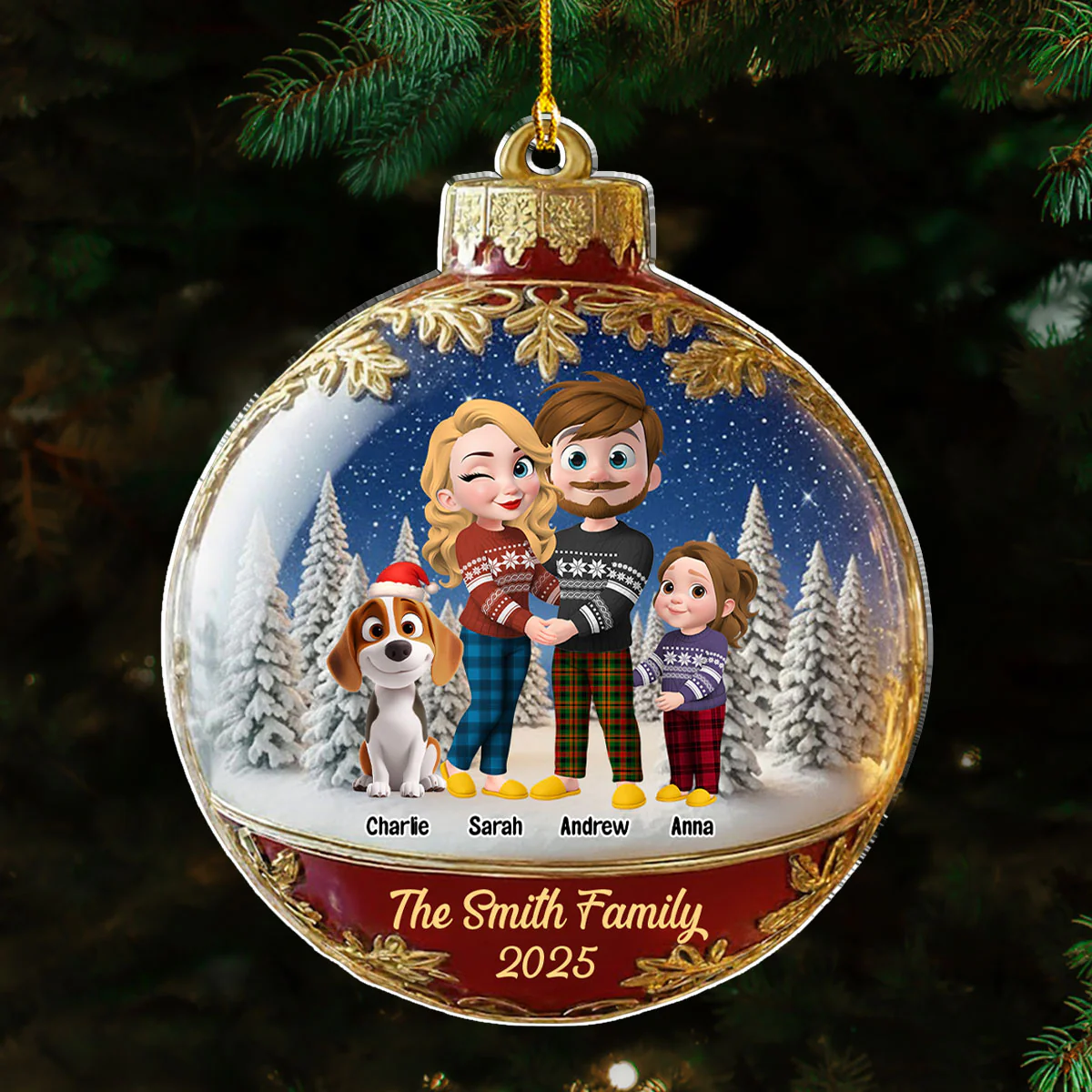 Snowball Family - Personalized Custom Acrylic Ornament - Image 2