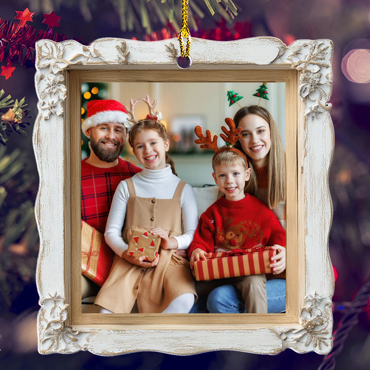 Snowflake Family Frame - Personalized Custom Acrylic Ornament - Image 3