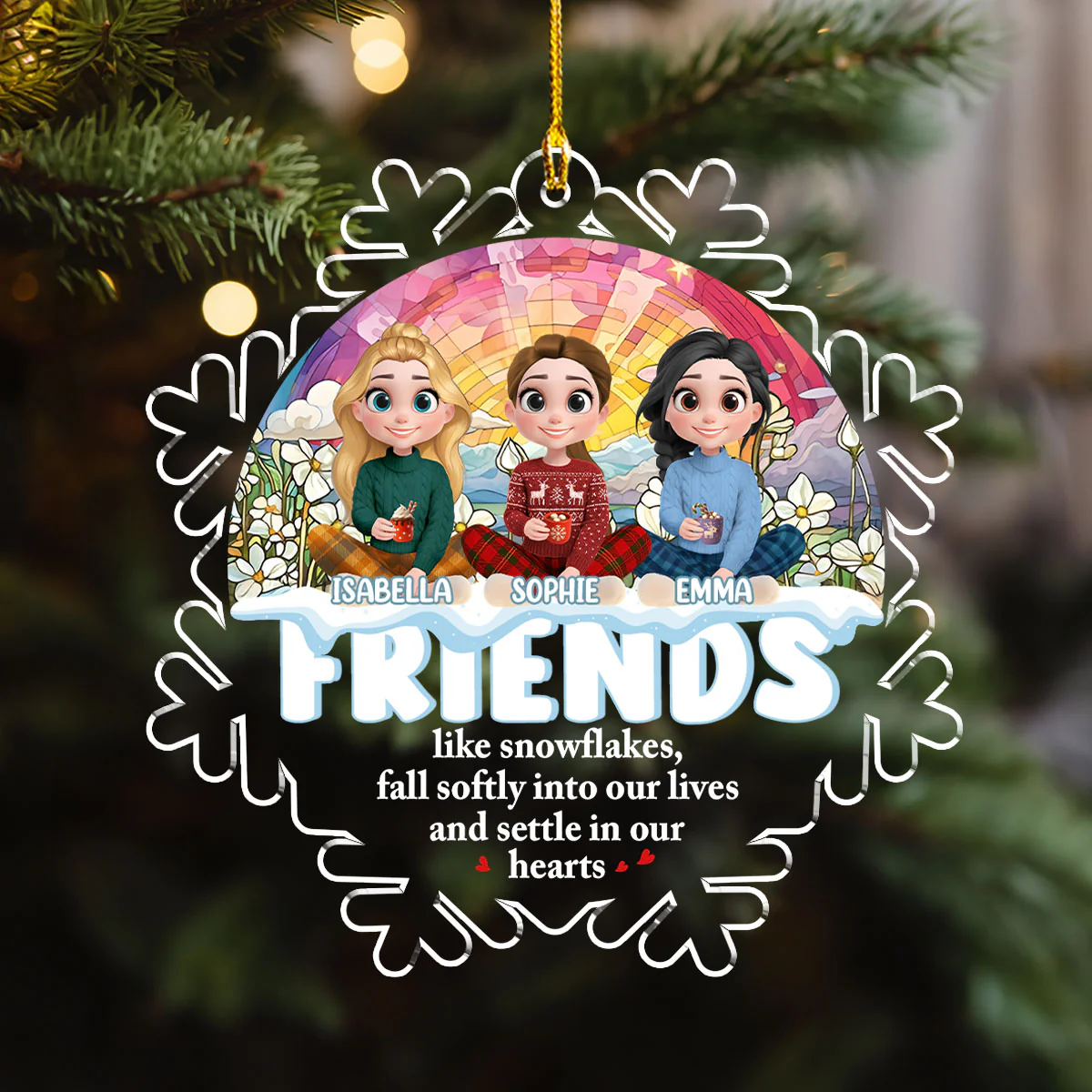Snowflake Friendship - Personalized Custom Acrylic Ornament