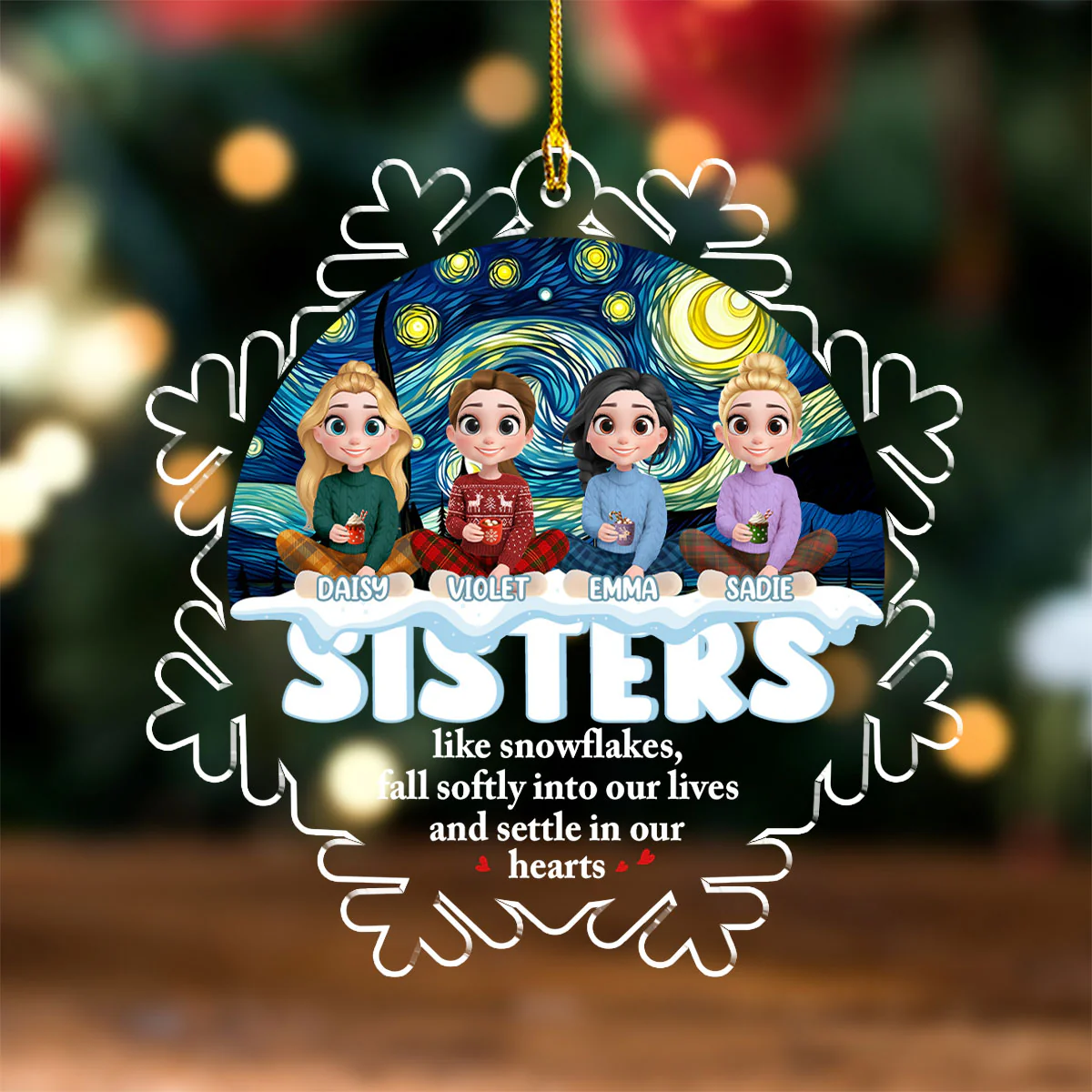 Snowflake Friendship - Personalized Custom Acrylic Ornament - Image 3