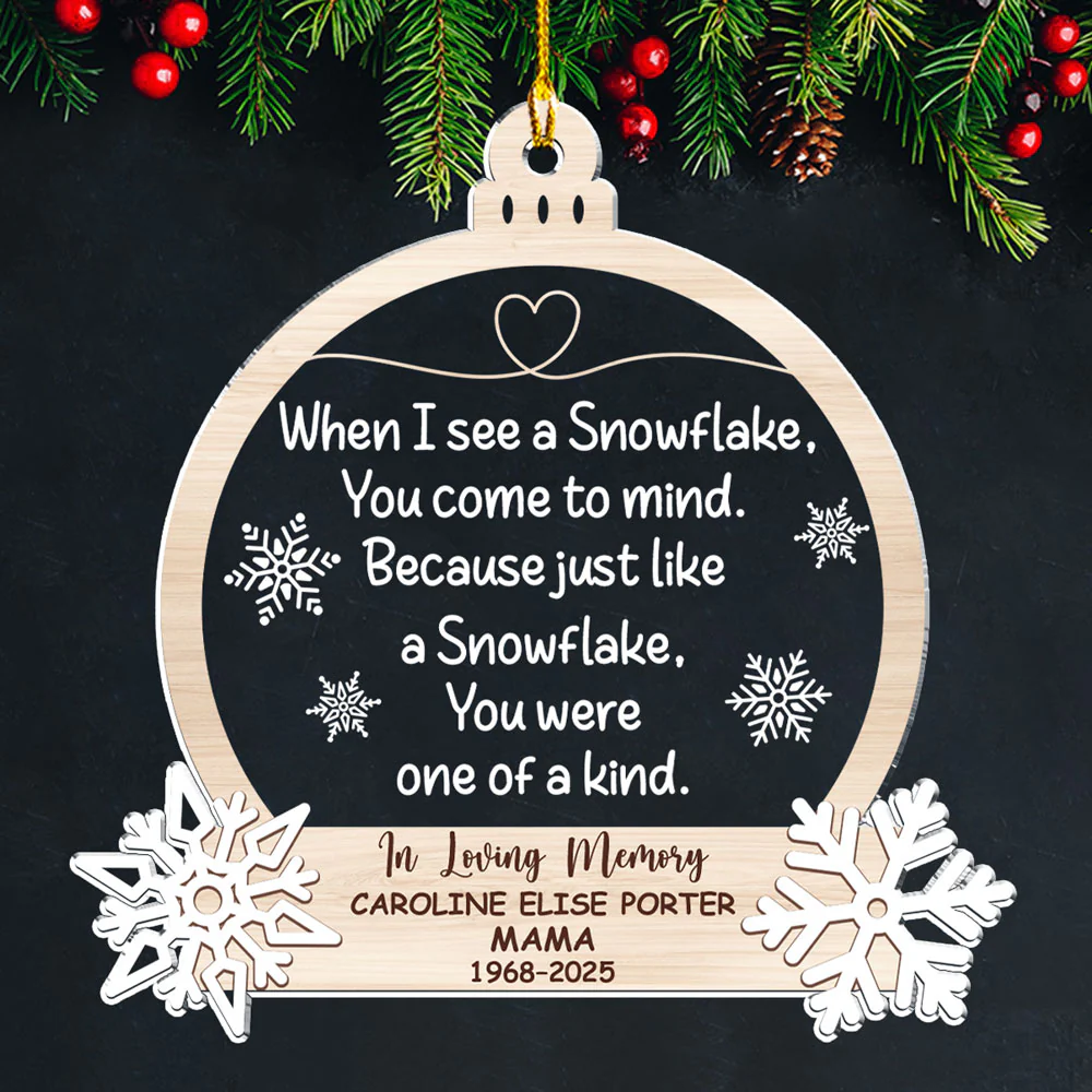 Snowflakes Bring You To Mind - Personalized Custom Acrylic Ornament - Image 2