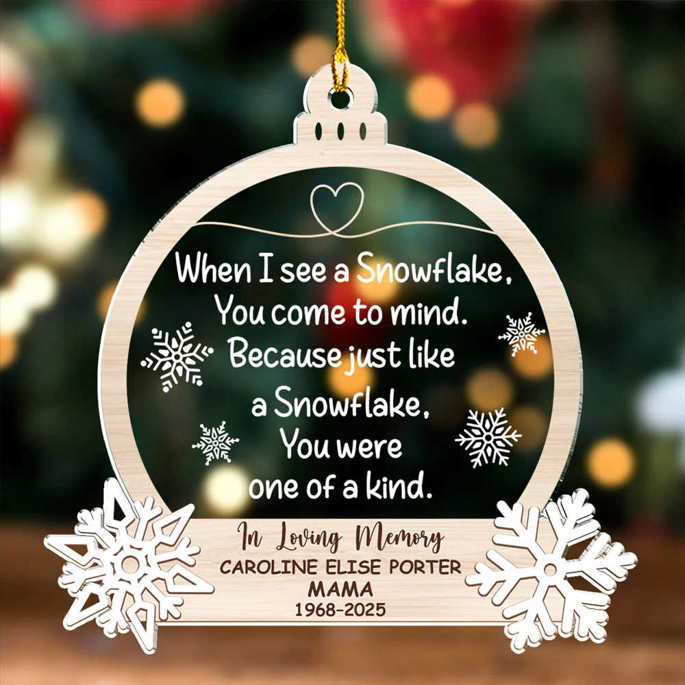 Snowflakes Bring You To Mind - Personalized Custom Acrylic Ornament - Image 4