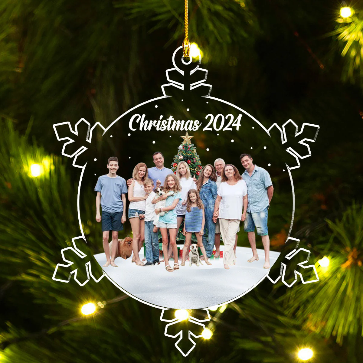 Snowflakes Custom Photo Family Friends - Personalized Custom Acrylic Ornament - Image 2