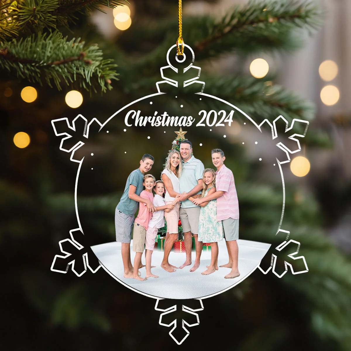 Snowflakes Custom Photo Family Friends - Personalized Custom Acrylic Ornament - Image 3