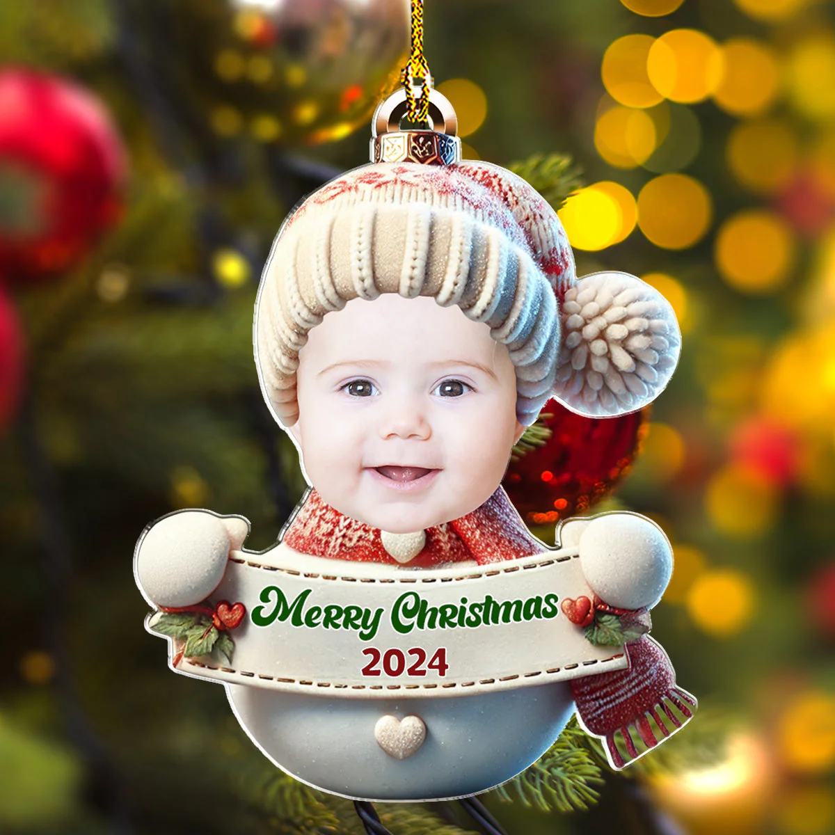Snowman Baby Cute - Personalized Custom Acrylic Ornament - Image 2