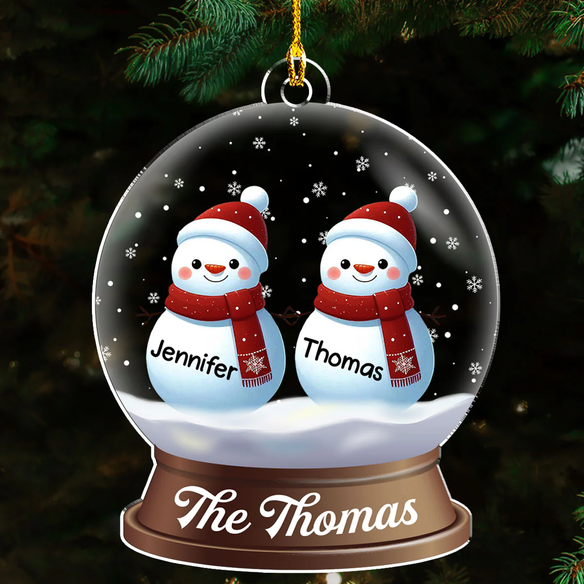 Snowman Family Christmas - Personalized Custom Acrylic Ornament - Image 2