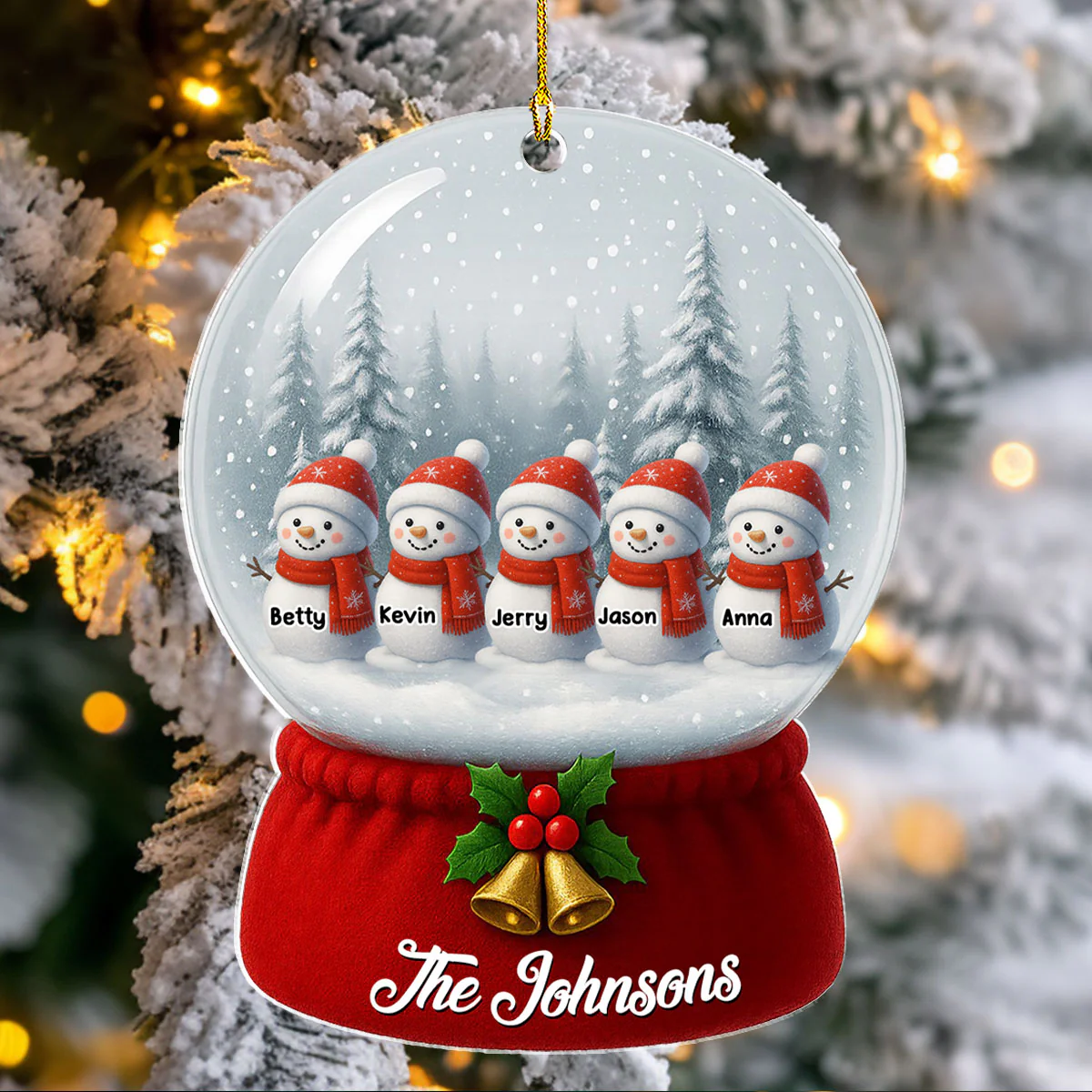 Snowman Family Christmas Ver New - Personalized Custom Acrylic Ornament - Image 4