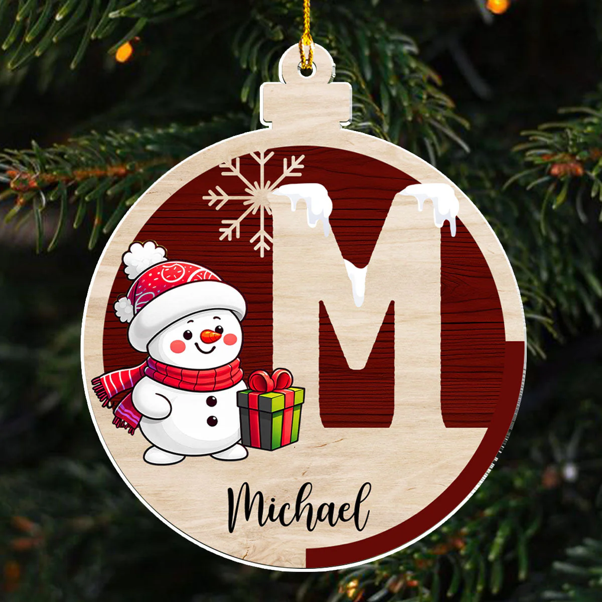Snowman Family - Personalized Custom Acrylic Ornament - Image 3