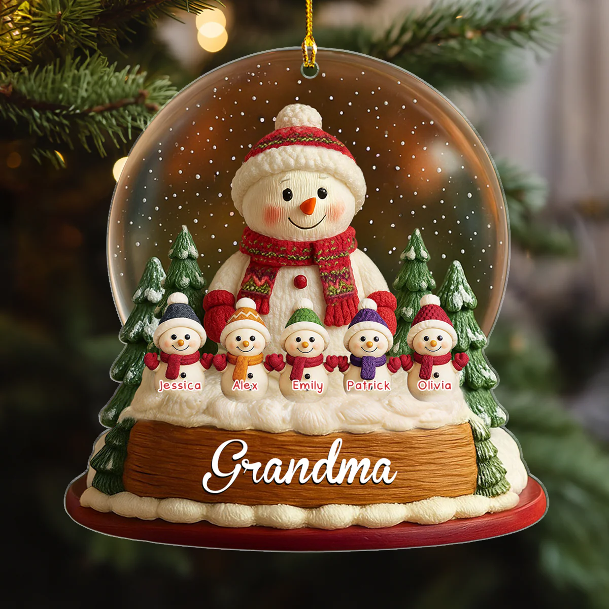 Snowman Grandkids - Personalized Custom Acrylic Ornament - Image 2