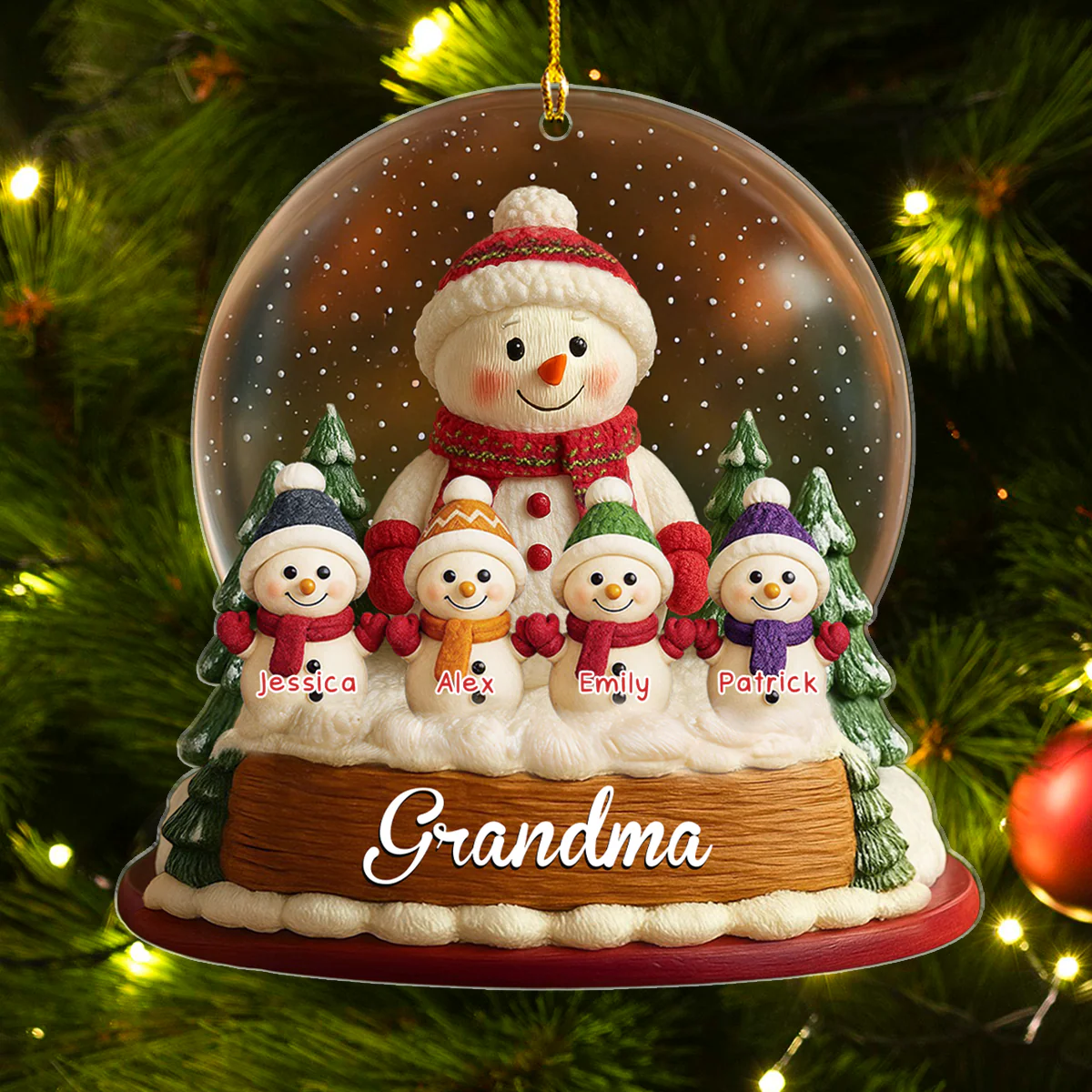 Snowman Grandkids - Personalized Custom Acrylic Ornament - Image 3