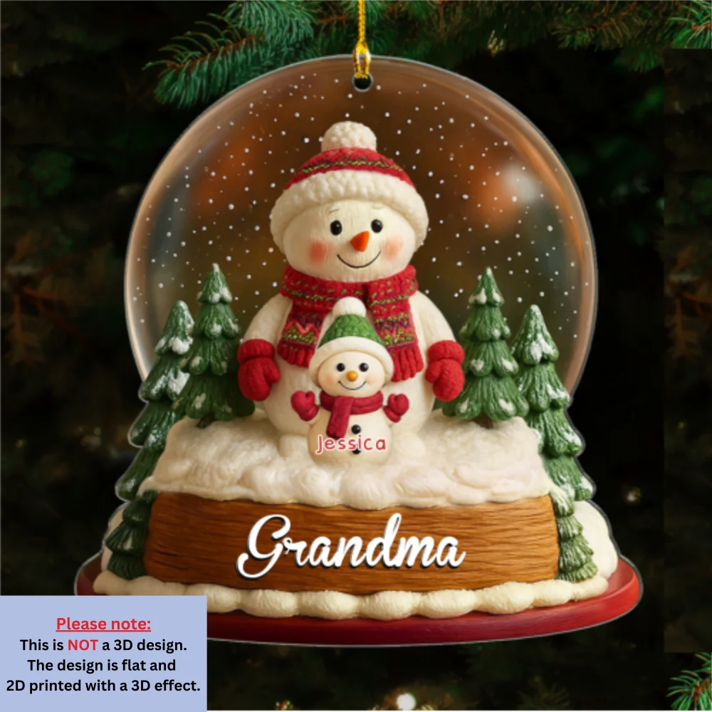 Snowman Grandkids - Personalized Custom Acrylic Ornament - Image 6