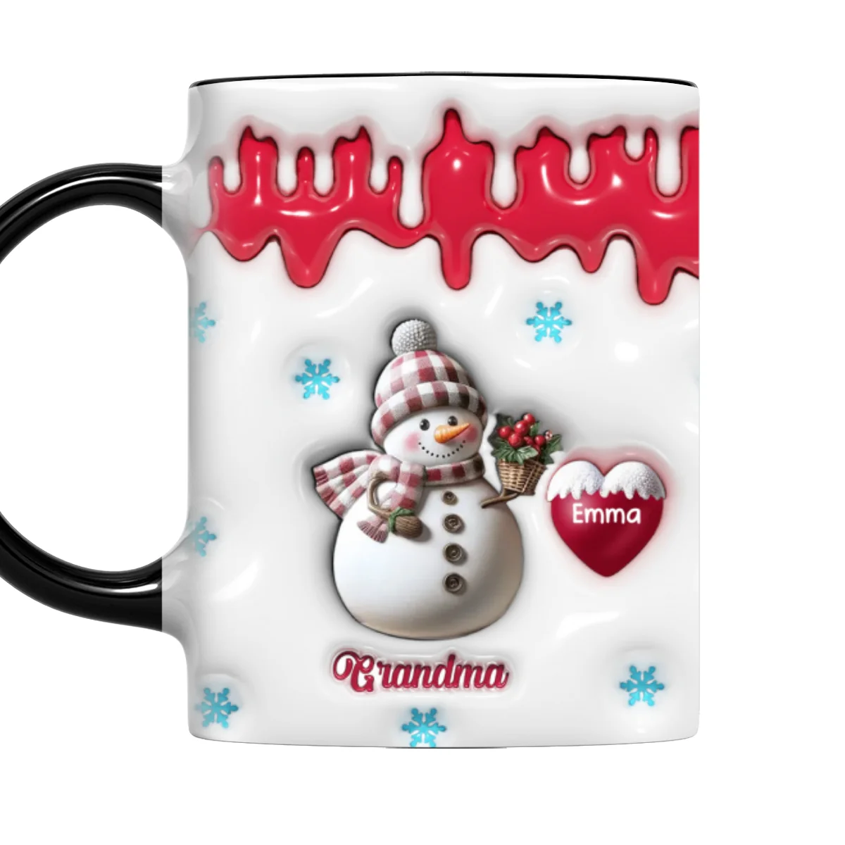 Snowman Grandma And Grandkids - Personalized Custom 3D Inflated Effect Accent Mug - Image 5