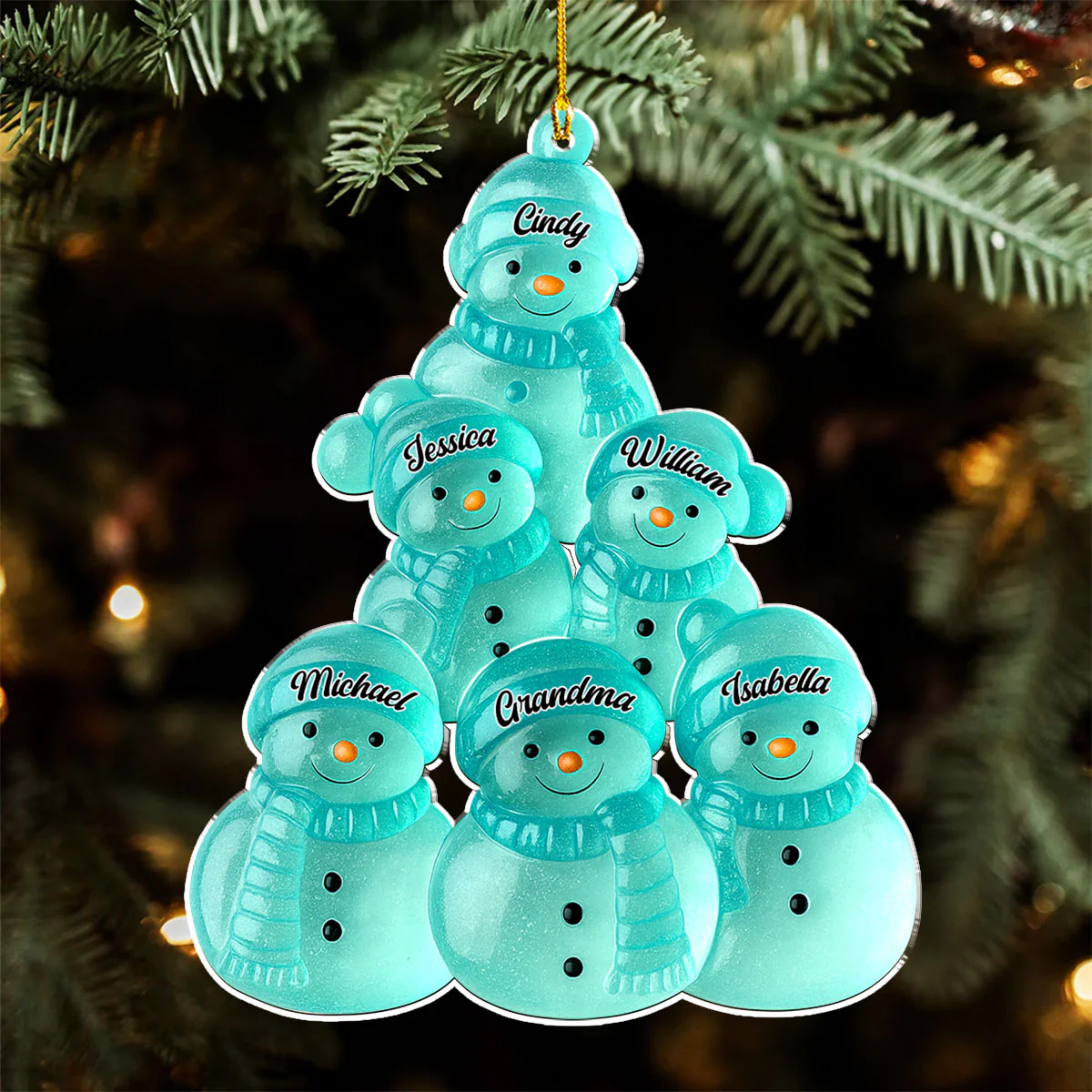 Snowman Grandma And Snowman Kids - Personalized Custom Acrylic Ornament