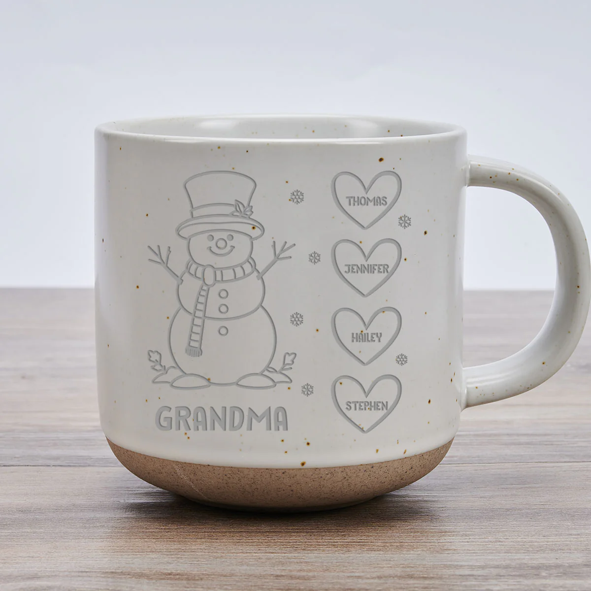 Snowman Grandma Ever - Personalized Custom Engraved Pottery Mug