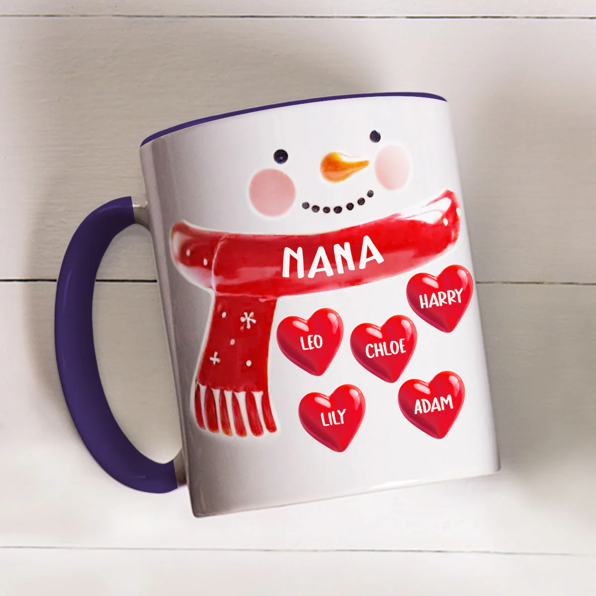 Snowman Grandma - Personalized Custom 3D Inflated Effect Accent Mug - Image 2