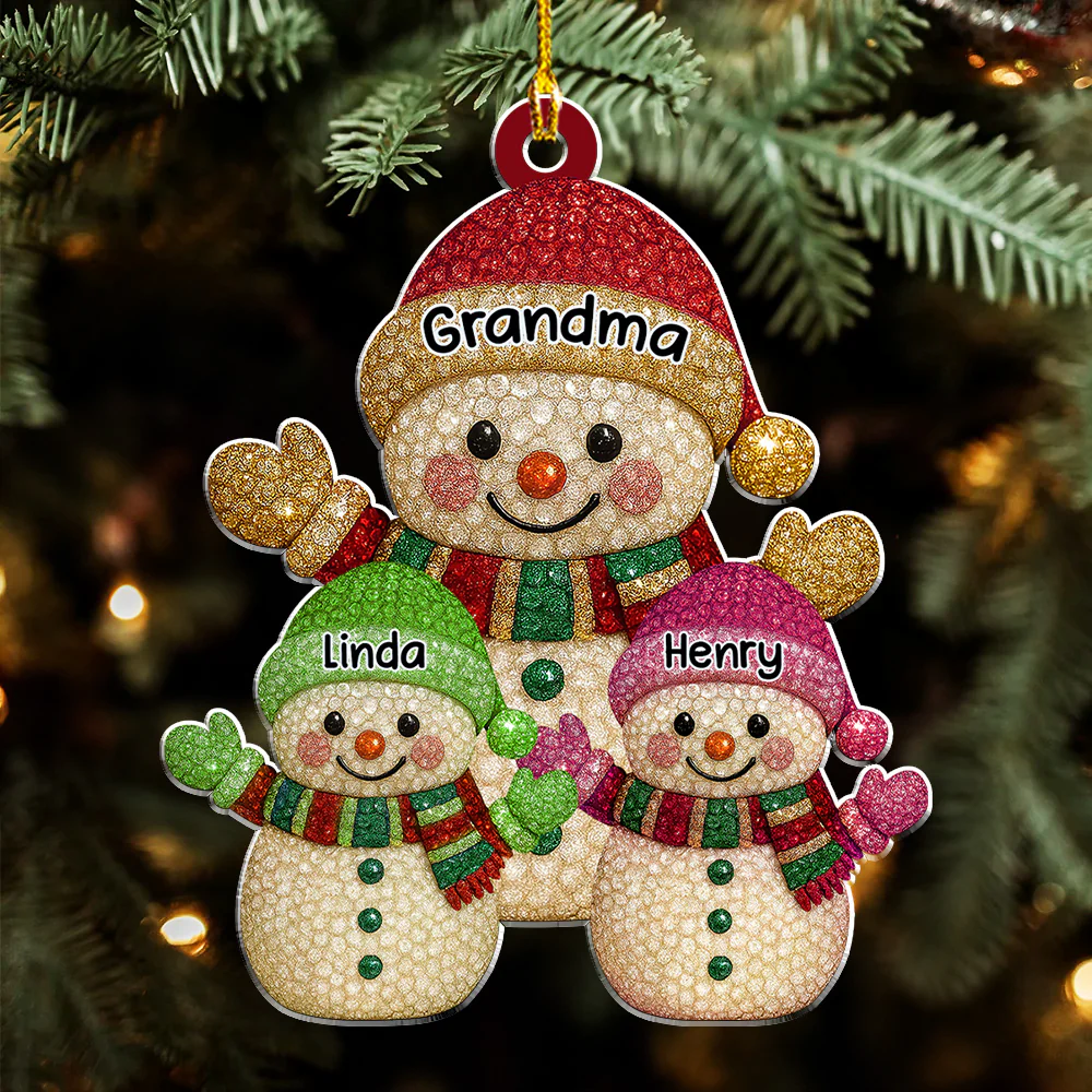 Snowman Grandma - Personalized Custom Acrylic Ornament - Image 4