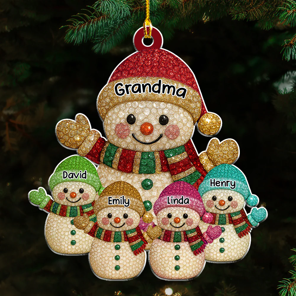 Snowman Grandma - Personalized Custom Acrylic Ornament - Image 5