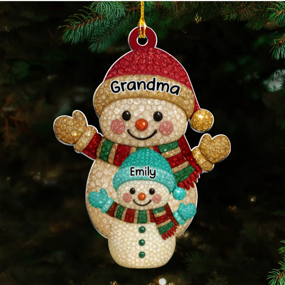 Snowman Grandma - Personalized Custom Acrylic Ornament - Image 7