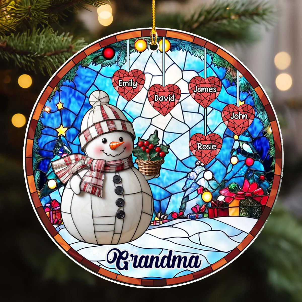 Snowman Grandma - Personalized Custom Acrylic Ornament - Image 2