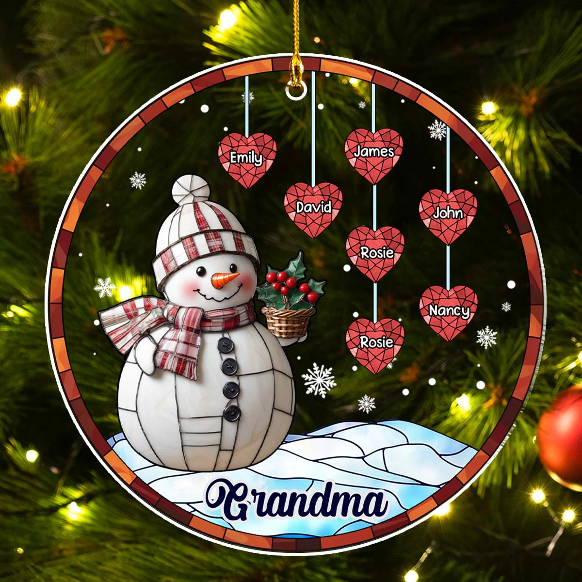 Snowman Grandma - Personalized Custom Acrylic Ornament - Image 4
