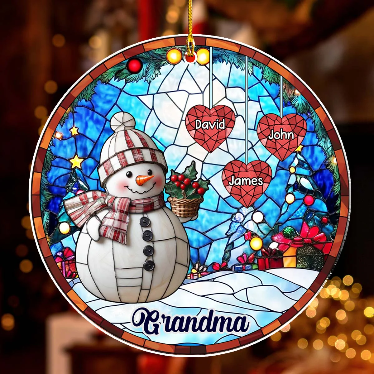 Snowman Grandma - Personalized Custom Acrylic Ornament - Image 5