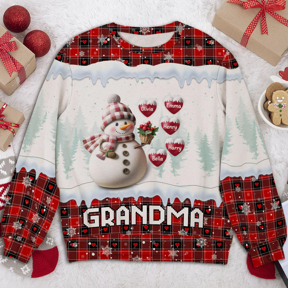 Snowman Grandma - Personalized Custom All-Over-Print Sweatshirt