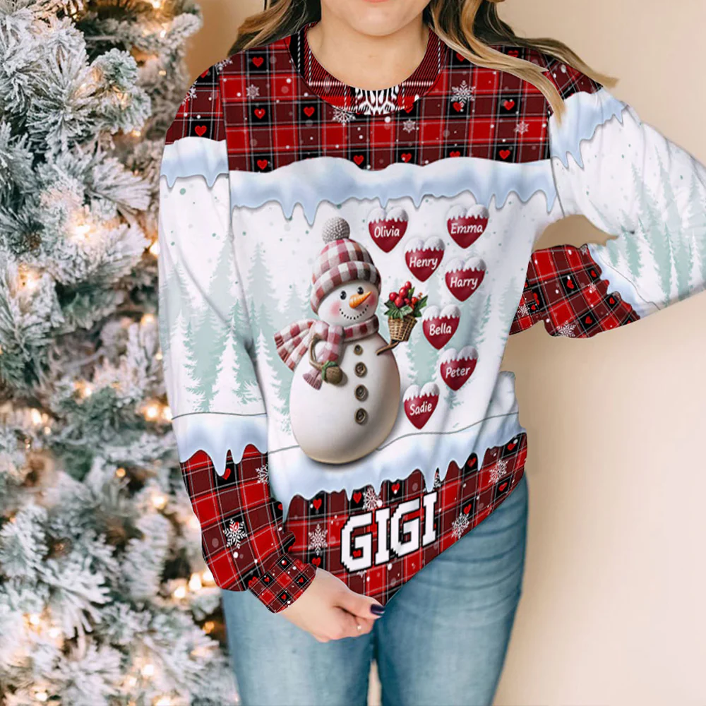 Snowman Grandma - Personalized Custom All-Over-Print Sweatshirt - Image 2
