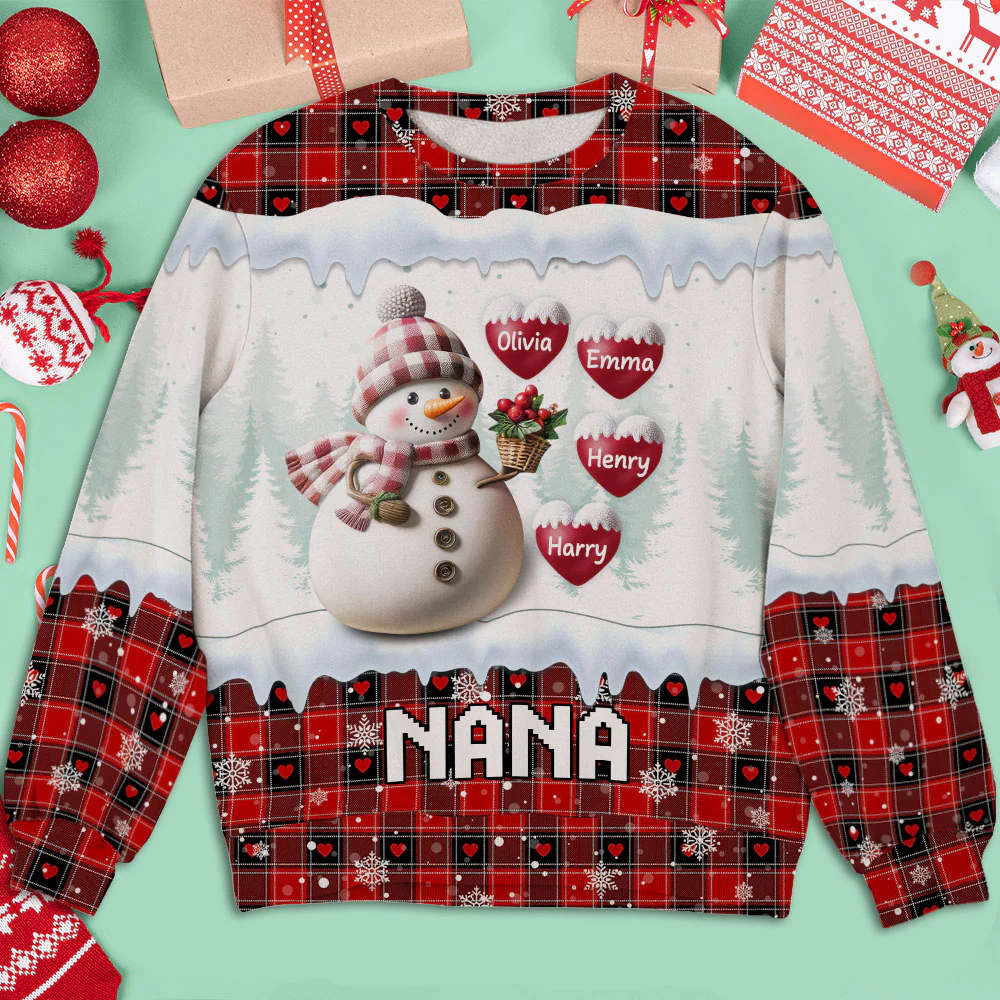 Snowman Grandma - Personalized Custom All-Over-Print Sweatshirt - Image 4