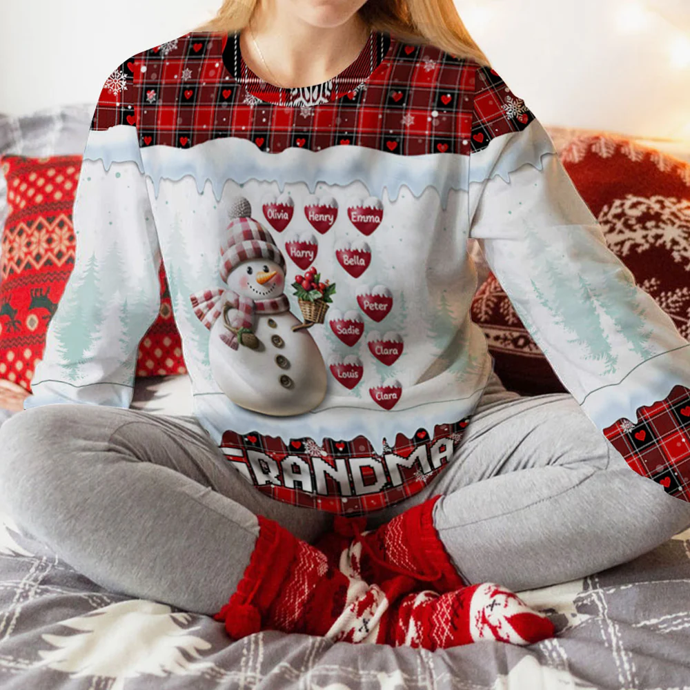 Snowman Grandma - Personalized Custom All-Over-Print Sweatshirt - Image 5