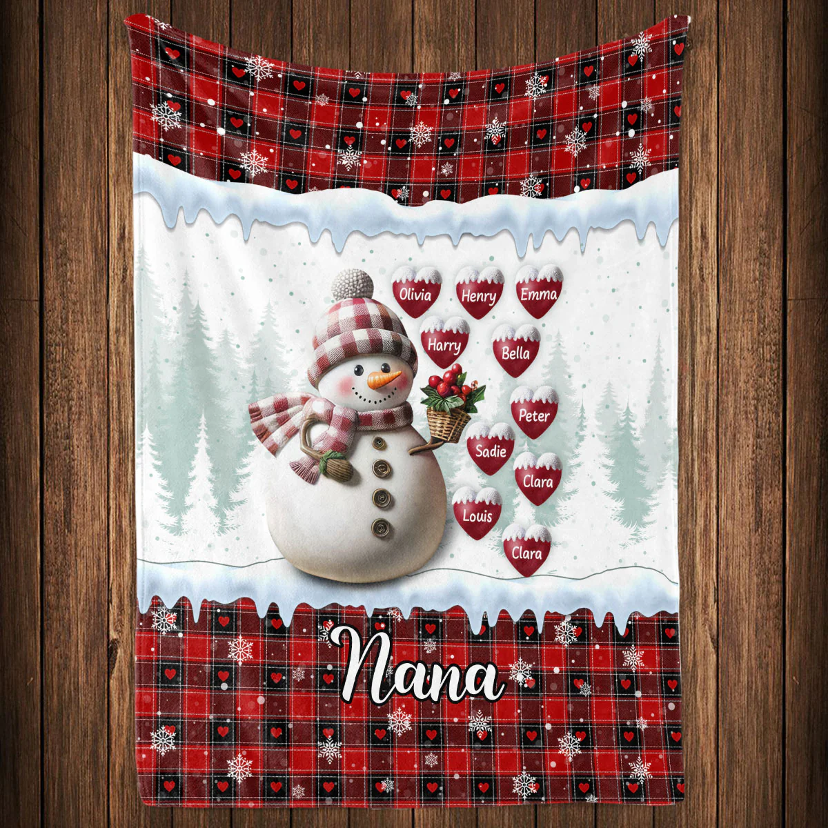 Snowman Grandma - Personalized Custom Fleece Blanket - Image 4