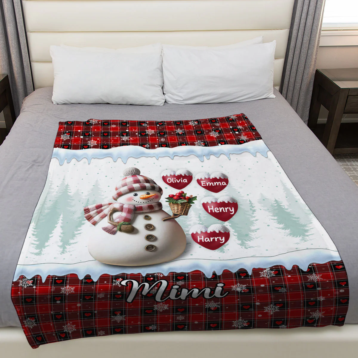 Snowman Grandma - Personalized Custom Fleece Blanket - Image 7