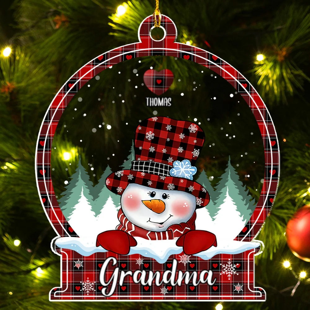 Snowman Grandma Sweet Heart - Personalized Custom Acrylic Ornament - Image 6