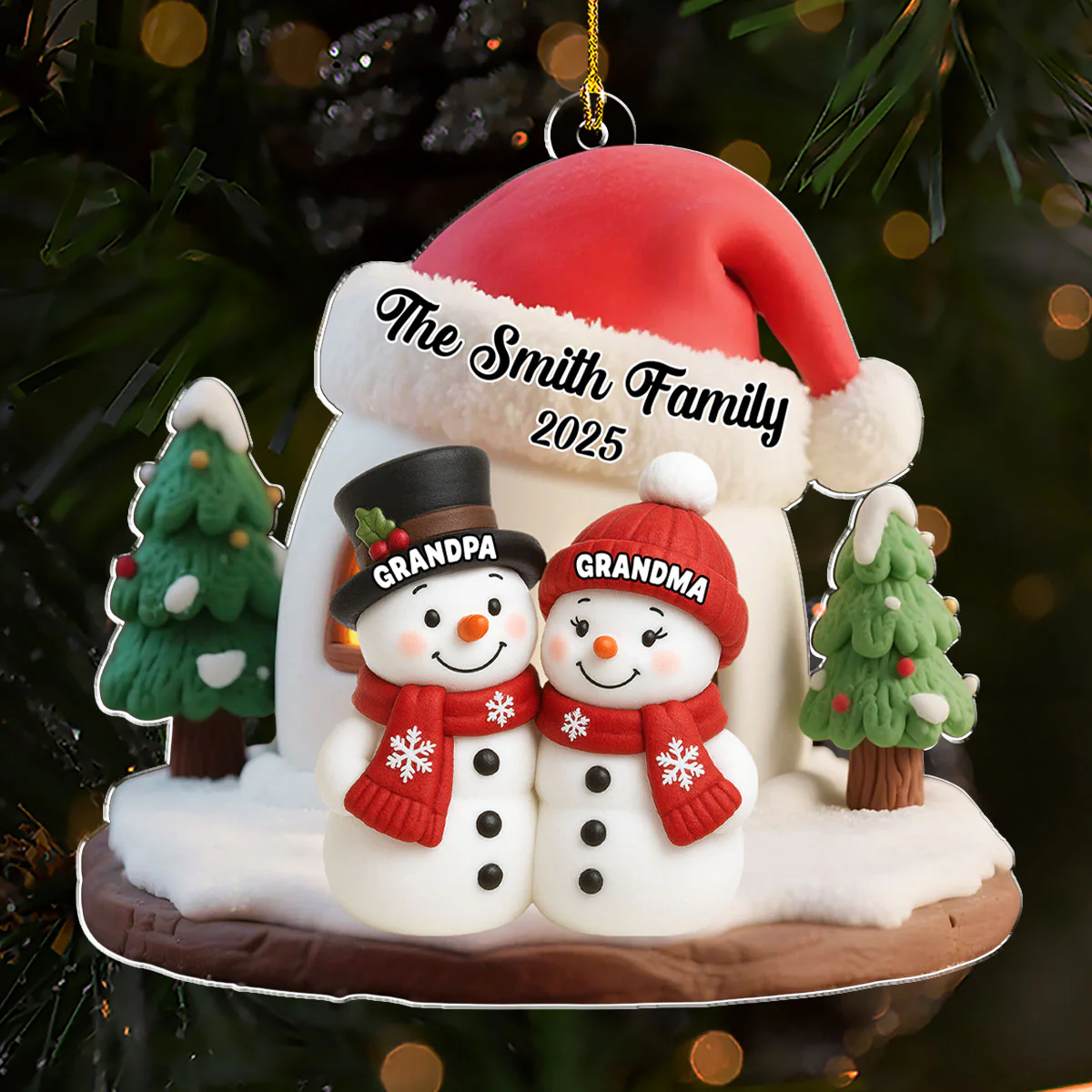 Snowman House - Personalized Custom Acrylic Ornament - Image 2