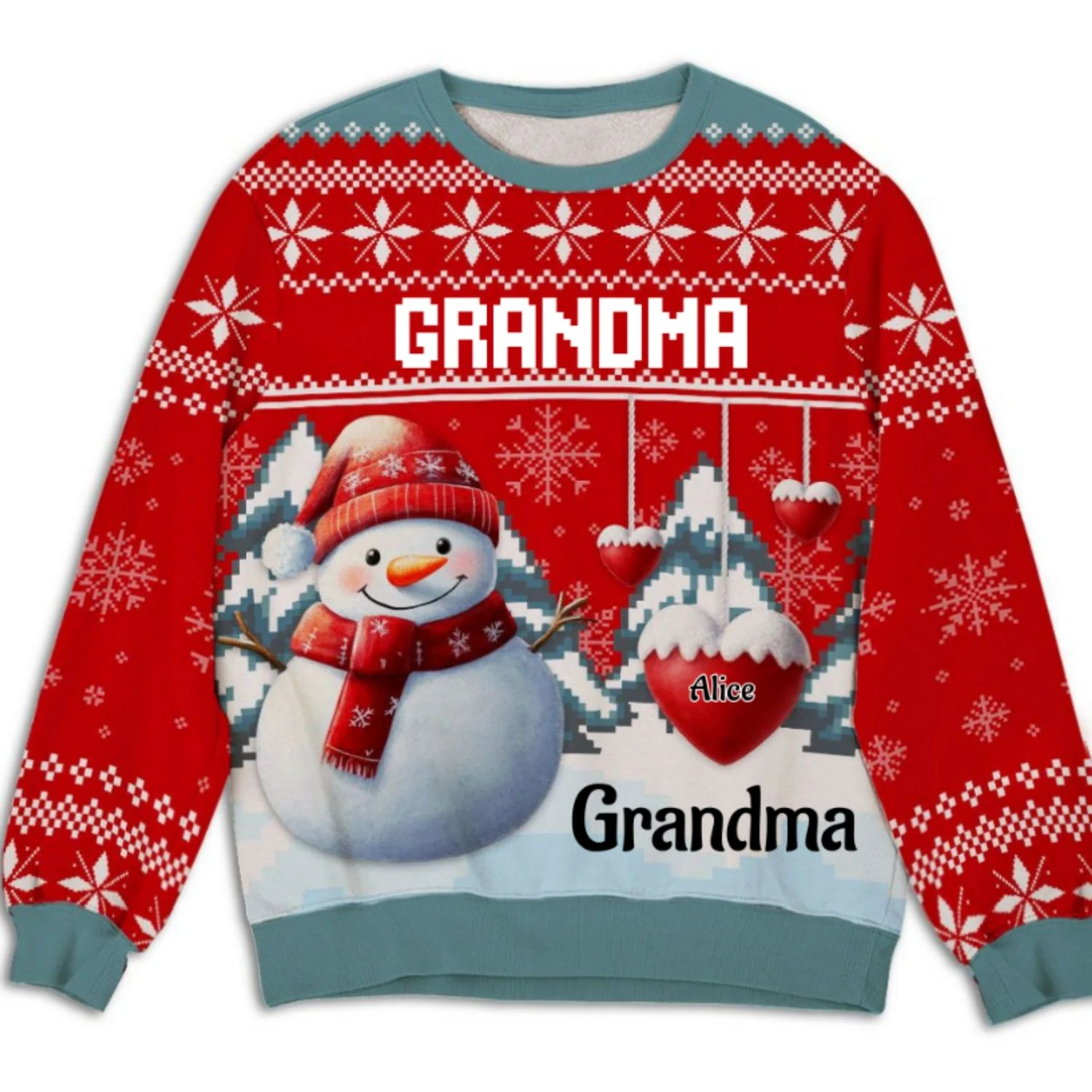 Snowman Kid And Grandma - Personalized Custom All-Over-Print Sweatshirt - Image 6